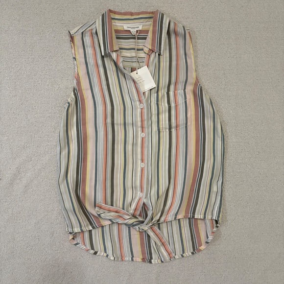 beachlunchlounge Tops - BeachLunchLounge Striped Sleeveless Top Tie-Front‎ Casual Blouse Size M